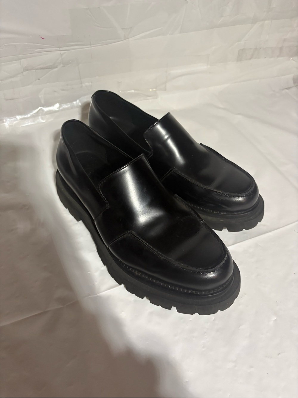 COS Black Chunky Sole Leather Slip-On Loafers
